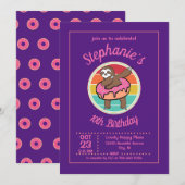 Dabbing Sloth met Donut Birthday Party Kaart (Voorkant / Achterkant)