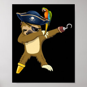 Dabbing Sloth Pirate Dab danst Poster