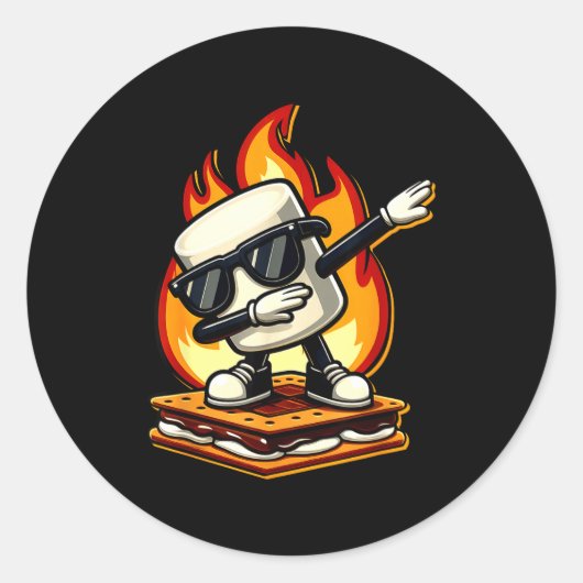 Dabbing Smore Marshmallow Cute Dab Dance Camping C Ronde Sticker (Voorkant)