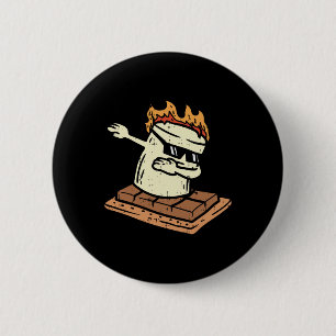 Dabbing Smore Marshmallow Schattig Dab Dans Kamper Ronde Button 5,7 Cm