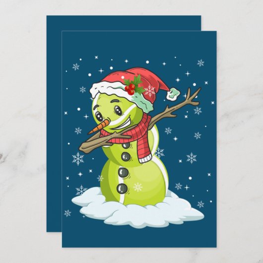 Dabbing Sneeuwman Tennisbal T-shirt Kerstmis Xmas Kaart (Voorkant / Achterkant)