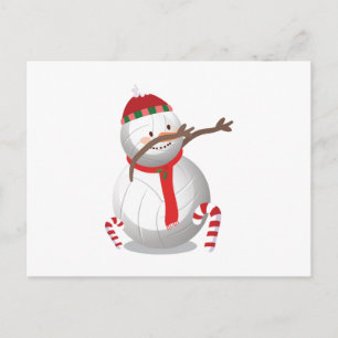 Dabbing Sneeuwman Volleybal Kerst Grappig Dab Feestdagenkaart