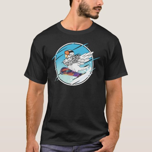 Dabbing Snowboard Parrot I White Budgie Budgerigar T-shirt (Voorkant)