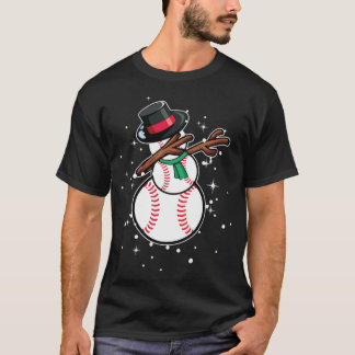 Dabbing Snowman Baseball Funny Christmas baseball T-shirt