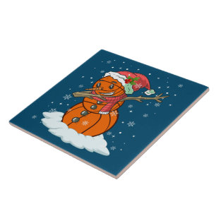 Dabbing Snowman Basketball Ball T-shirt Kerstmis z Tegeltje