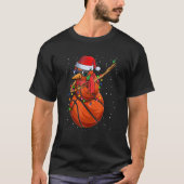 Dabbing Snowman Basketball Lover Santa Hat Christm T-shirt (Voorkant)