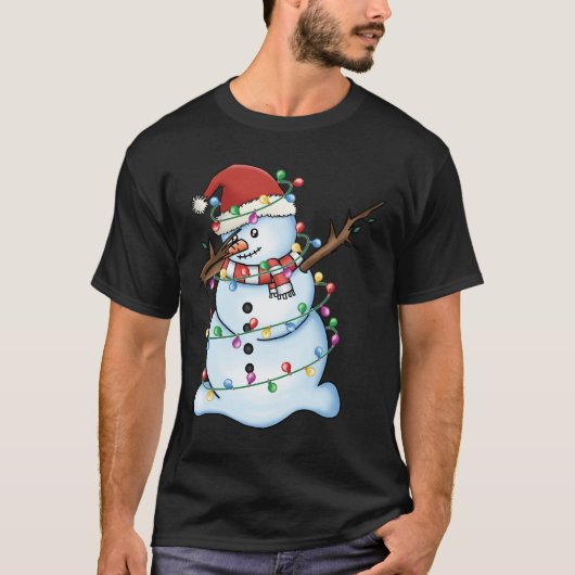 Dabbing Snowman Santa Kerstkerstman Funny Pet Dab T-shirt (Voorkant)