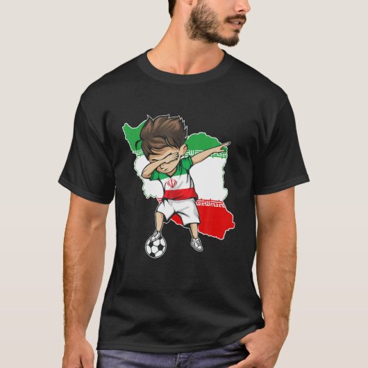 Dabbing Soccer Boy Iran Jersey - Iran Map Flag T-shirt (Voorkant)