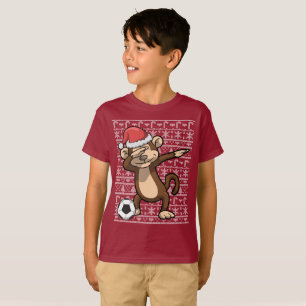 Dabbing Soccer Monkey Kerstmis T-shirt