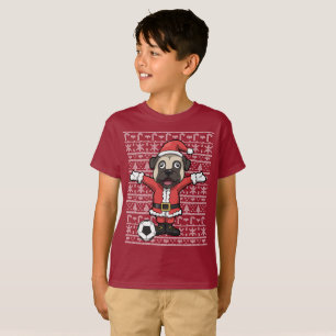 Dabbing Soccer Santa Pug Kerstmis T-shirt