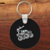 Dabbing Solar Eclipse Monster Truck Fun Boys Kinde Sleutelhanger (Achterkant)