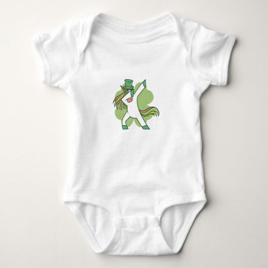 Dabbing St. Patricks Unicorn Baby Bodysuit (Voorkant)
