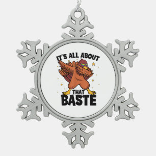 Dabbing Thanksgiving Turkije alles over die baste Tin Sneeuwvlok Ornament