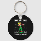 Dabbing Through The Snow Elf Dab Ugly Christmas Sw Sleutelhanger (Voorkant)