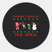 Dabbing Through The Snow Funny Christmas Design  Ronde Sticker (Voorkant)