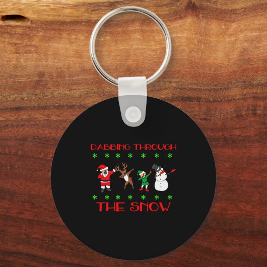 Dabbing Through The Snow Funny Christmas Design Sleutelhanger (Voorkant)