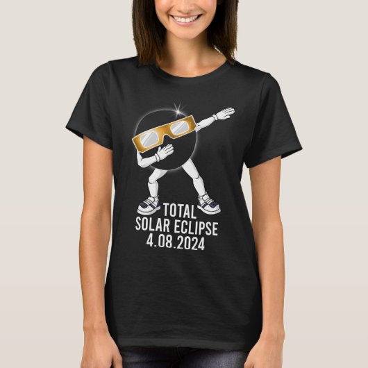 Dabbing totale zonne-eclips 04.08.2024 Leuk dab jo T-shirt (Voorkant)