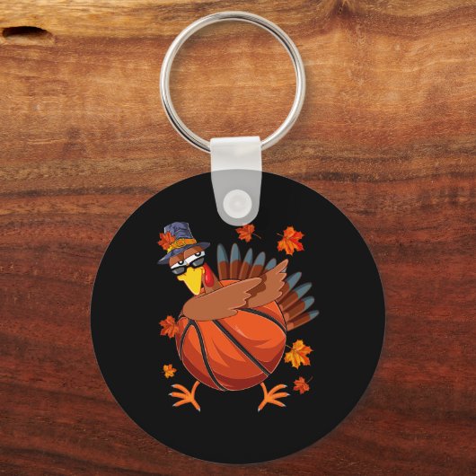 Dabbing Turkije en schets LL Herfst vibes Thanksgi Sleutelhanger (Voorkant)