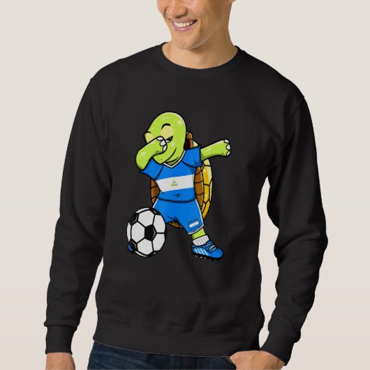 Dabbing Turtle Nicaragua Voetbal Fans Jersey Vlag Trui (Voorkant)