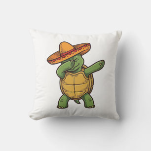 Dabbing Turtle Sombrero Vintage Vector Design_1 Kussen