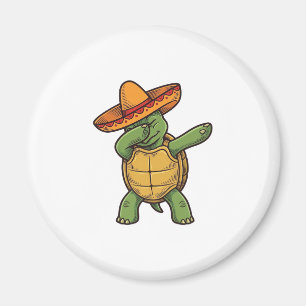 Dabbing Turtle Sombrero Vintage Vector Design_1 Magneet