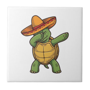 Dabbing Turtle Sombrero Vintage Vector Design_1 Tegeltje