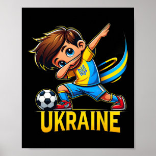 Dabbing Ukraina Kinderen Voetbal Jersey Met Oekrai Poster