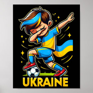 Dabbing Ukraina Kinderen Voetbalshirt Met Uk Poster