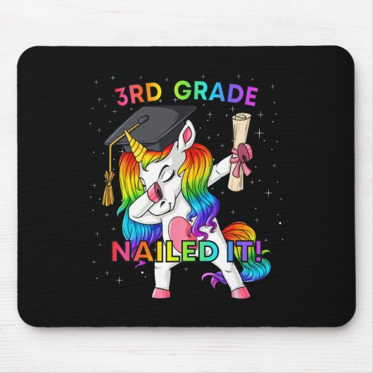 Dabbing Unicorn 3rd Grade Nailed It Afstuderen Gir Muismat (Voorkant)