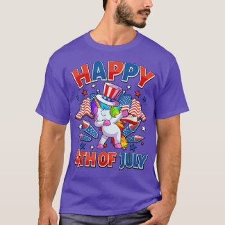Dabbing Unicorn 4 juli meisjes American U T-shirt