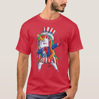 Dabbing Unicorn 4 juli meisjes Kinder vrouwen Amer T-shirt