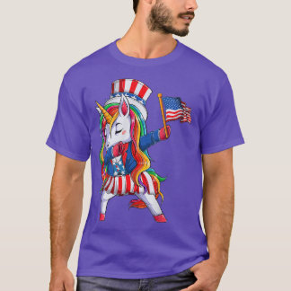 Dabbing Unicorn 4 juli meisjes Kinder vrouwen Amer T-shirt