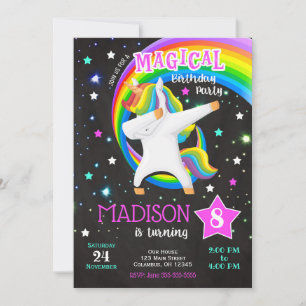 Dabbing Unicorn Anniversaire Invitation