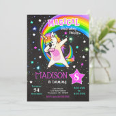 Dabbing Unicorn Anniversaire Invitation (Debout devant)