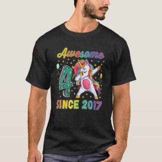 Dabbing Unicorn Birthday 4 Year Old Girl 4th Bday T-shirt
