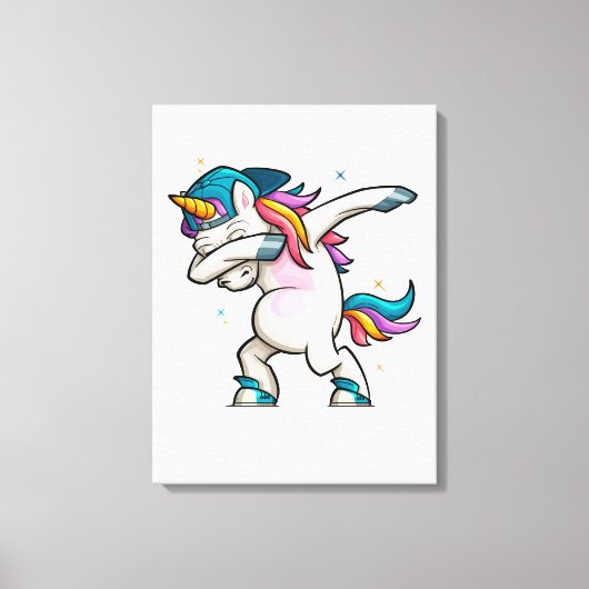 Dabbing Unicorn Canvas Afdruk (Voorkant)