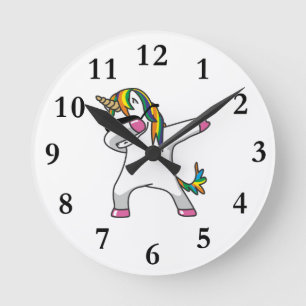 Dabbing Unicorn Clock Ronde Klok