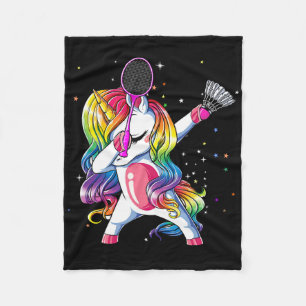 Dabbing Unicorn die Badminton Player Lover Mat spe Fleece Deken