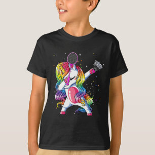 Dabbing Unicorn die Badminton Player Lover Mat spe T-shirt