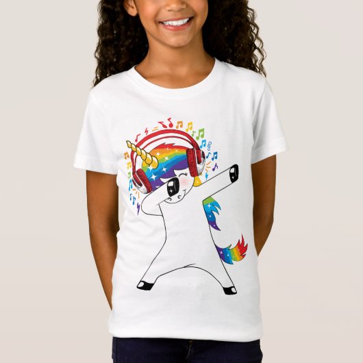 Dabbing Unicorn écoute de la musique - T-shirt Uni (Devant)