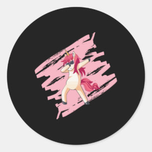 Dabbing Unicorn Girl Girlies Girls Funny Gift Idea Ronde Sticker