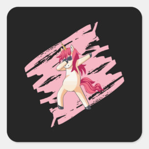 Dabbing Unicorn Girl Girlies Girls Funny Gift Idea Vierkante Sticker