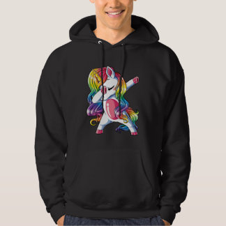 Dabbing Unicorn Girls Kids Rainbow Dab Dance Squad Hoodie