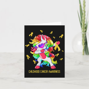 Dabbing Unicorn Gold Ribbon Childhood Cancer Aware Kaart