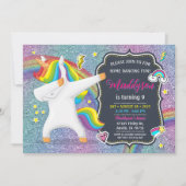 Dabbing Unicorn Invitation pour la fête de la dans (Devant)