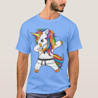 Dabbing Unicorn Karate Taekwondo Kinder meisjeskun T-shirt