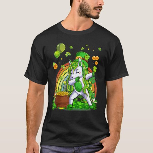 Dabbing Unicorn Leprechaun St Patrick's Day Irish T-shirt (Voorkant)