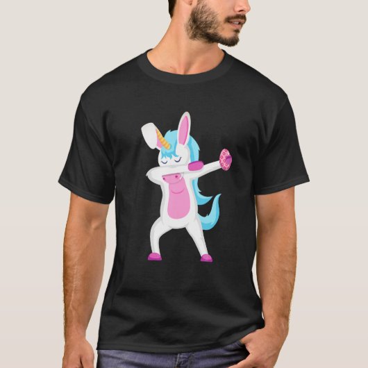 Dabbing Unicorn Rabbit Easter Day Eggs T-shirt (Voorkant)