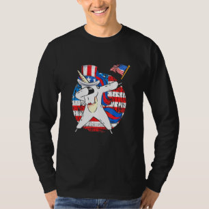 Dabbing Unicorn Rainbow Patriotic American Usa Gir T-shirt