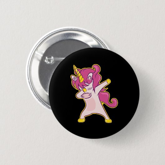 Dabbing Unicorn Ronde Button 5,7 Cm (Voorkant /achterkant)
